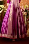 Buy_Shyam Narayan Prasad_Purple Viscose Silk Brocade Embroidery Floral Applique U Neck Anarkali Pant Set 