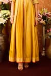 Shyam Narayan Prasad_Yellow Viscose Silk Brocade Embroidery Floral Hand Front Slit Anarkali Pant Set _at_Aza_Fashions