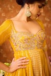 Shop_Shyam Narayan Prasad_Yellow Viscose Silk Brocade Embroidery Floral Hand Peplum Tunic And Sharara Set _at_Aza_Fashions