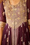 Shyam Narayan Prasad_Purple Viscose Silk Brocade Embroidery Floral U Neck Zardozi Anarkali Pant Set _at_Aza_Fashions