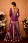 Shop_Shyam Narayan Prasad_Purple Viscose Silk Brocade Embroidery Floral Round Blossom Kurta Lehenga Set _at_Aza_Fashions