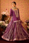 Shop_Shyam Narayan Prasad_Purple Viscose Silk Brocade Embroidery Floral Round Blossom Kurta Lehenga Set _Online_at_Aza_Fashions