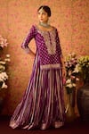 Shyam Narayan Prasad_Purple Viscose Silk Brocade Embroidery Floral Round Blossom Kurta Lehenga Set _at_Aza_Fashions