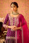 Buy_Shyam Narayan Prasad_Purple Viscose Silk Brocade Embroidery Floral Round Blossom Kurta Lehenga Set 