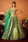 Buy_Shyam Narayan Prasad_Green Viscose Silk Brocade Embroidery Jasper Color Block Woven Lehenga Set _at_Aza_Fashions