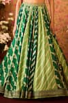 Buy_Shyam Narayan Prasad_Green Viscose Silk Brocade Embroidery Jasper Color Block Woven Lehenga Set _Online_at_Aza_Fashions