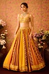 Buy_Shyam Narayan Prasad_Yellow Viscose Silk Brocade Embroidery Floral Yam Color Block Woven Lehenga Set _Online_at_Aza_Fashions