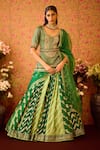 Buy_Shyam Narayan Prasad_Green Viscose Silk Brocade Embroidery Floral Round Jasper Tunic And Lehenga Set _at_Aza_Fashions