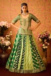 Buy_Shyam Narayan Prasad_Green Viscose Silk Brocade Embroidery Floral Round Jasper Tunic And Lehenga Set _Online_at_Aza_Fashions