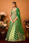 Shop_Shyam Narayan Prasad_Green Viscose Silk Brocade Embroidery Floral Round Jasper Tunic And Lehenga Set _at_Aza_Fashions