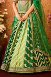 Shop_Shyam Narayan Prasad_Green Viscose Silk Brocade Embroidery Floral Round Jasper Tunic And Lehenga Set _Online_at_Aza_Fashions