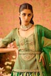 Buy_Shyam Narayan Prasad_Green Viscose Silk Brocade Embroidery Floral Round Jasper Tunic And Lehenga Set 