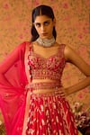 Shop_Shyam Narayan Prasad_Red Viscose Silk Brocade Embroidery Floral Flower Butti Panel Lehenga Set _at_Aza_Fashions