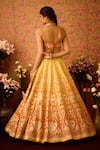 Shyam Narayan Prasad_Yellow Raw Silk Applique Abstract Floral Sweetheart Neck Ombre Lehenga Set _Online_at_Aza_Fashions