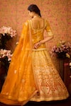 Shyam Narayan Prasad_Yellow Raw Silk Applique Abstract Floral Round Neck Ombre Lehenga Tunic Set _Online_at_Aza_Fashions