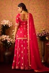 Shyam Narayan Prasad_Red Viscose Silk Brocade Embroidery Floral Flower Zardozi Kurta And Lehenga Set _Online_at_Aza_Fashions