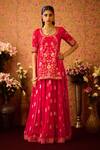 Shop_Shyam Narayan Prasad_Red Viscose Silk Brocade Embroidery Floral Flower Zardozi Kurta And Lehenga Set _at_Aza_Fashions