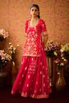 Shyam Narayan Prasad_Red Viscose Silk Brocade Embroidery Floral Flower Zardozi Kurta And Lehenga Set _at_Aza_Fashions