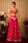 Buy_Shyam Narayan Prasad_Red Viscose Silk Brocade Embroidery Floral Butti Pattern Lehenga And Blouse Set _Online_at_Aza_Fashions