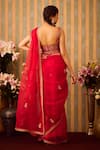 Shyam Narayan Prasad_Red Viscose Silk Embroidery Floral Sweetheart Butti Pattern Saree And Blouse Set _Online_at_Aza_Fashions