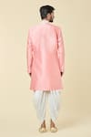 Shop_Arihant Rai Sinha_Pink Attached Jacket Soft Cotton Embroidery Placement Kurta With Dhoti Pant _at_Aza_Fashions