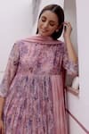 Buy_Vaayu_Pink Muslin Cotton Printed Botanical Round Pleated Anarkali With Dupatta _Online_at_Aza_Fashions