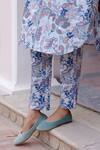 Shop_Vaayu_Blue Muslin, Cotton Boat Neck Leaf Print Kurta And Pant Set_Online_at_Aza_Fashions