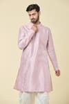 Buy_Arihant Rai Sinha_Pink Silk Embroidered Sequin Panel Kurta _at_Aza_Fashions