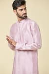 Arihant Rai Sinha_Pink Silk Embroidered Sequin Panel Kurta _at_Aza_Fashions