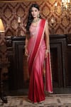 Surabhi Arya_Red Crepe Satin Embroidered Ombre Pre-draped Saree With Embellished Blouse _Online_at_Aza_Fashions