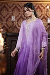 Buy_Surabhi Arya_Purple Kurta And Pant Chanderi Silk Embroidered Sequin V-neck Floral Jaal Set 