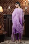 Shop_Surabhi Arya_Purple Kurta Organza Embroidered Sequin V-neck Floral Jaal Dhoti Pant Set _at_Aza_Fashions