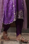 Shop_Surabhi Arya_Purple Kurta Organza Embroidered Sequin V-neck Floral Jaal Dhoti Pant Set _Online_at_Aza_Fashions