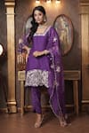 Buy_Surabhi Arya_Purple Kurta Mul Chanderi Embroidered Thread Square Pant Set _Online_at_Aza_Fashions