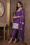 Shop_Surabhi Arya_Purple Kurta Mul Chanderi Embroidered Thread Square Pant Set _Online_at_Aza_Fashions