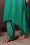 Buy_Surabhi Arya_Green Kaftan Georgette Embroidered Sequin Kaftan Asymmetric Ombre With Pant _Online_at_Aza_Fashions