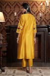 Shop_Surabhi Arya_Yellow Chanderi Silk Embellished Gota Patti Mandarin Collar Kurta With Pant _at_Aza_Fashions