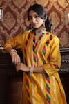 Surabhi Arya_Yellow Chanderi Silk Embellished Gota Patti Mandarin Collar Kurta With Pant _at_Aza_Fashions