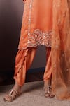 Surabhi Arya_Orange Kurta And Dupatta Organza Embroidery Gul Ombre Dyed & Dhoti Pant Set _Online_at_Aza_Fashions