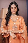 Shop_Surabhi Arya_Orange Kurta And Dupatta Organza Embroidery Gul Ombre Dyed & Dhoti Pant Set _Online_at_Aza_Fashions