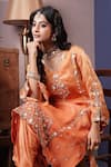 Buy_Surabhi Arya_Orange Kurta And Dupatta Organza Embroidery Gul Ombre Dyed & Dhoti Pant Set 