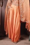 Surabhi Arya_Orange Cape Organza Embroidery Thread Bahar Ombre Dyed And Afghani Pant Set _Online_at_Aza_Fashions