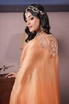 Buy_Surabhi Arya_Orange Cape Organza Embroidery Thread Bahar Ombre Dyed And Afghani Pant Set 