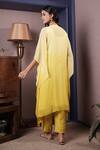 Shop_Surabhi Arya_Yellow Kaftan And Inner Georgette Embroidery Thread Floral Yoke Ombre Dyed Set _at_Aza_Fashions