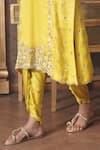 Buy_Surabhi Arya_Yellow Kurta And Dupatta Organza Embroidery Floret Ombre Dyed & Dhoti Pant Set _Online_at_Aza_Fashions