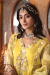 Buy_Surabhi Arya_Yellow Kurta And Dupatta Organza Embroidery Floret Ombre Dyed & Dhoti Pant Set 