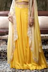 Buy_Surabhi Arya_Yellow Cape Organza Embroidery Thread Jashn Bahar Ombre Dyed And Sharara Set _Online_at_Aza_Fashions