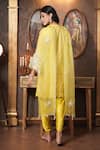 Shop_Surabhi Arya_Yellow Kurta Mul Chanderi Floral Zari Cutwork Sleeves And Dhoti Pant Set _at_Aza_Fashions