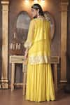 Shop_Surabhi Arya_Yellow Jacket Organza Embroidery Thread Open Neck Ambrosia And Skirt Set _at_Aza_Fashions