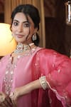 Buy_Surabhi Arya_Pink Kurta And Pant Chanderi Silk Embroidery Thread Florence Ombre Dyed Set 